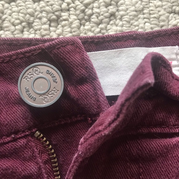 burgundy jean shorts - Picture 3 of 4